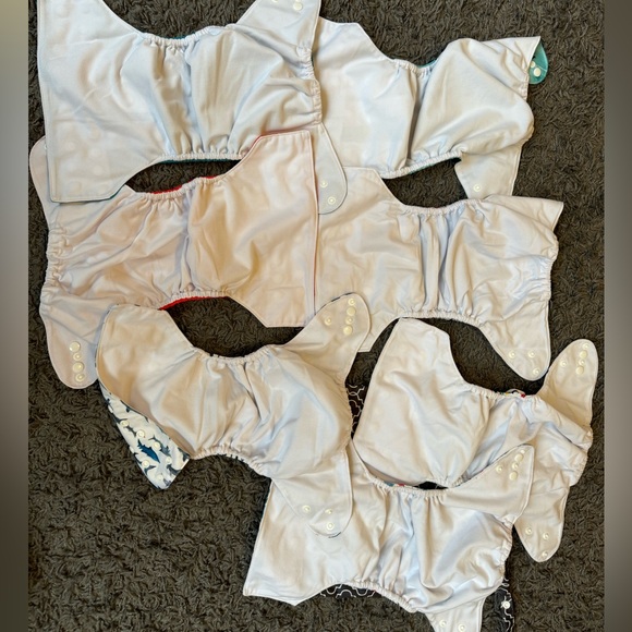 Nora's Nursery 7 Cloth Pocket Diapers 7 Inserts & 1 Wet Bag One Size Surfa Up - Picture 3 of 6